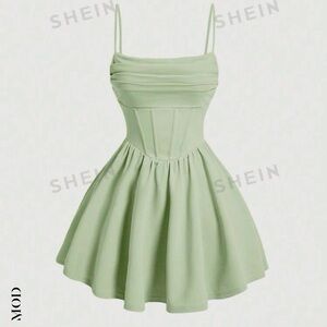 SHEIN MOD Solid Ruched Green